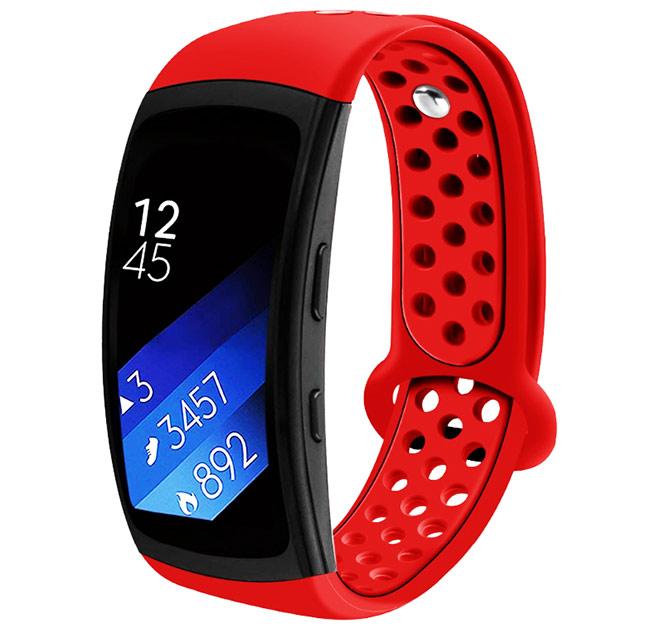 

Силиконовый ремешок с перфорацией Primo для фитнес браслета Samsung Gear Fit 2 / Fit 2Pro (SM-R360/R365) - Red