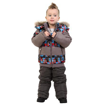 Детский зимний комбинезон для мальчика 76SERIYPRINT 80, 92, 98 см Серы