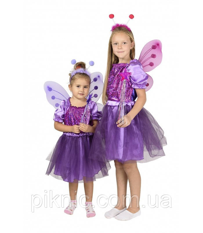 Дитячий карнавальний костюм Метелик Фея для дівчаток 4,5,6,7,8 років Фіолетовий 344