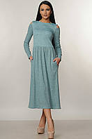 Тепле ошатне плаття міді з пишною спідницею 42-52 розміри м'ятна, фото 1