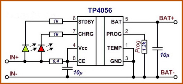 Tp4056 схема подключения