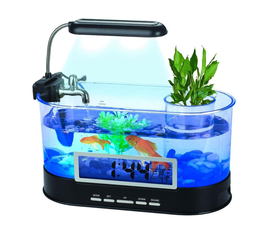 

Настольный USB мини аквариум SUNROZ Mini Fish Tank с органайзером LED Черный (SUN2689)