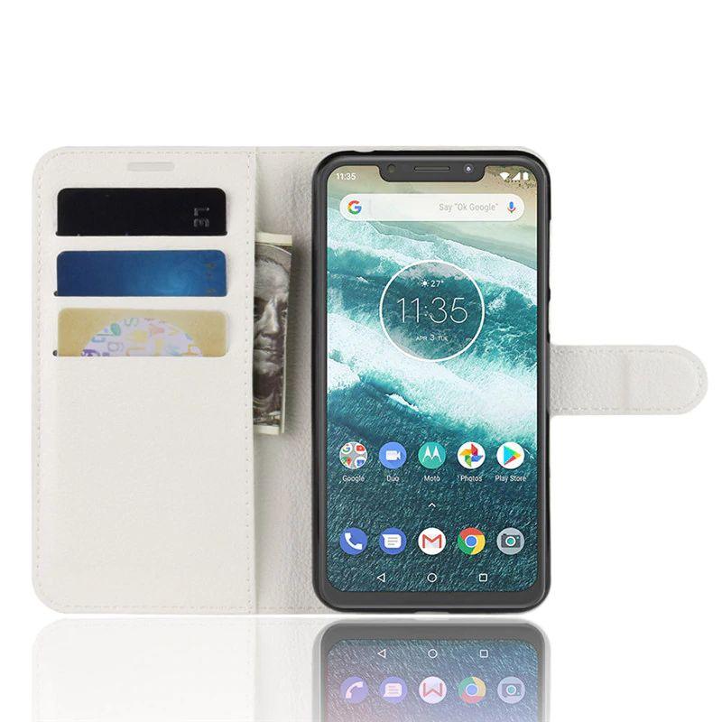 

Кожаный чехол книжка Lichee для Motorola One (9 цветов) белый