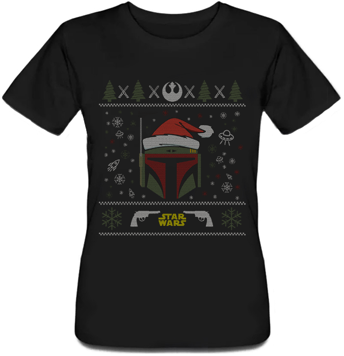 

Женская футболка Star Wars - Boba Fett - X-MAS (чёрная) S, Черный