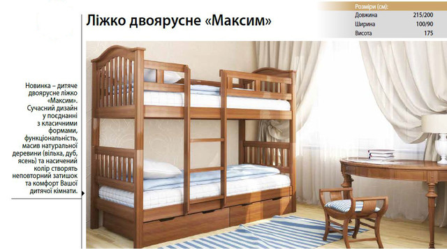 Кровать двухъярусная Максим (характеристики)
