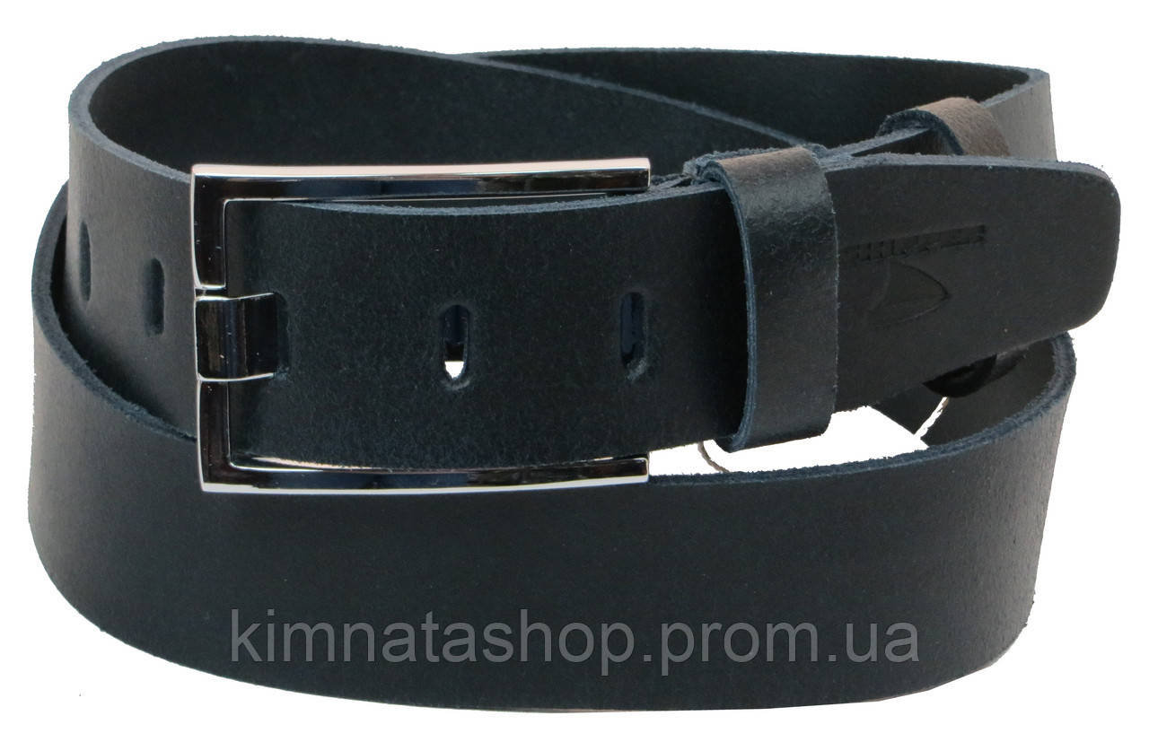 

Мужской кожаный ремень под джинсы Skipper 1173-45 темно-синий ДхШ: 132х4,5 см.
