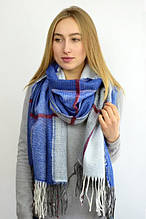 Теплый зимний шарф в синем цвете женский