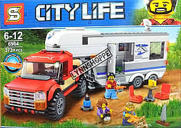 Конструктор Lego SY 6964 City Life лего "Пикап и Караван" 373 деталей