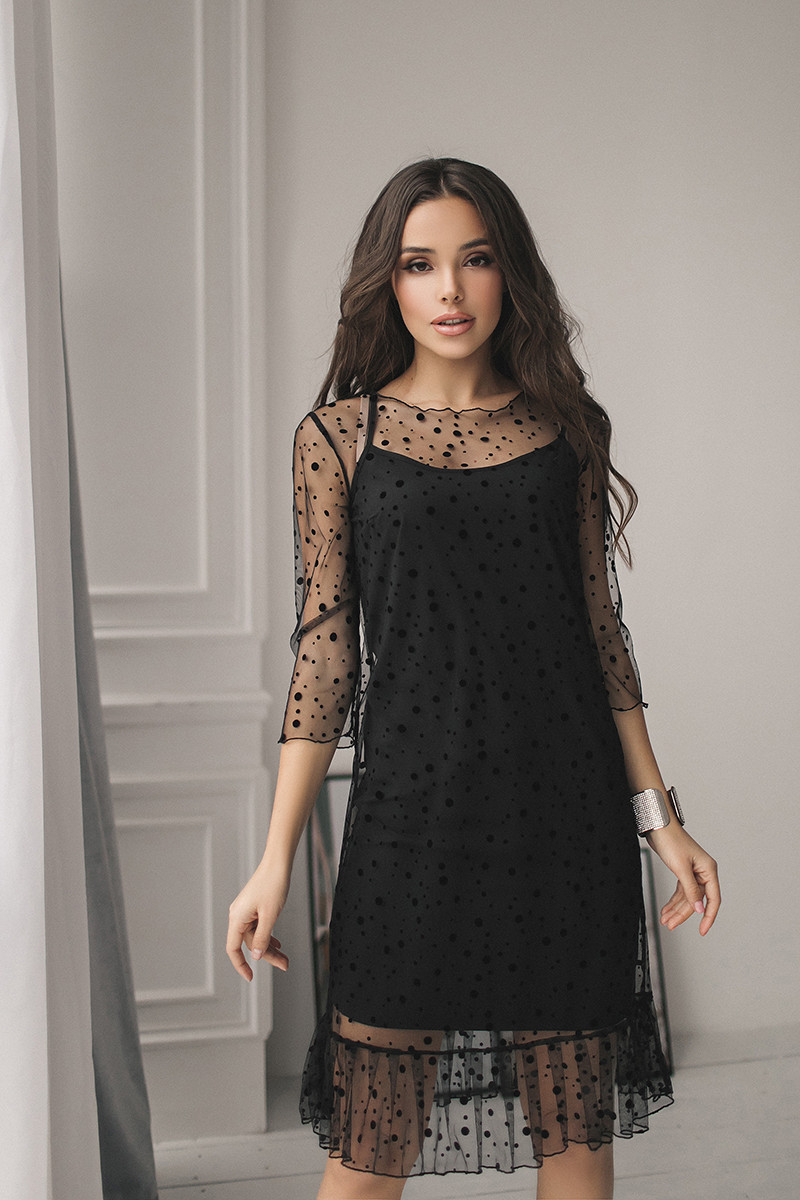Женское платье -двойка(цвет Черный) 249 -1 S,М