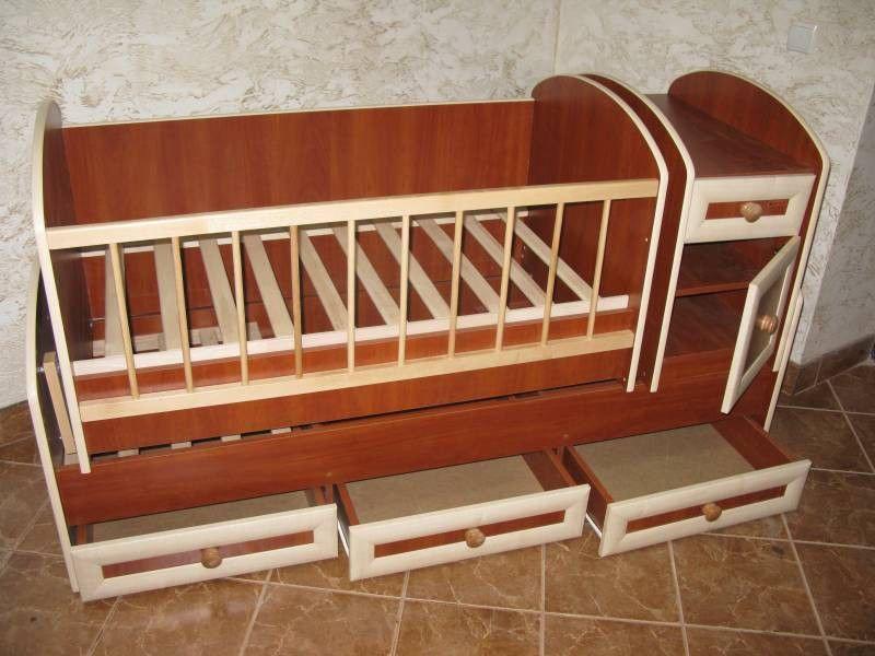 Детская кроватка "Трансформер МДФ" (кроватка+ комод-пеленатор+ стол+ подростковая кровать)