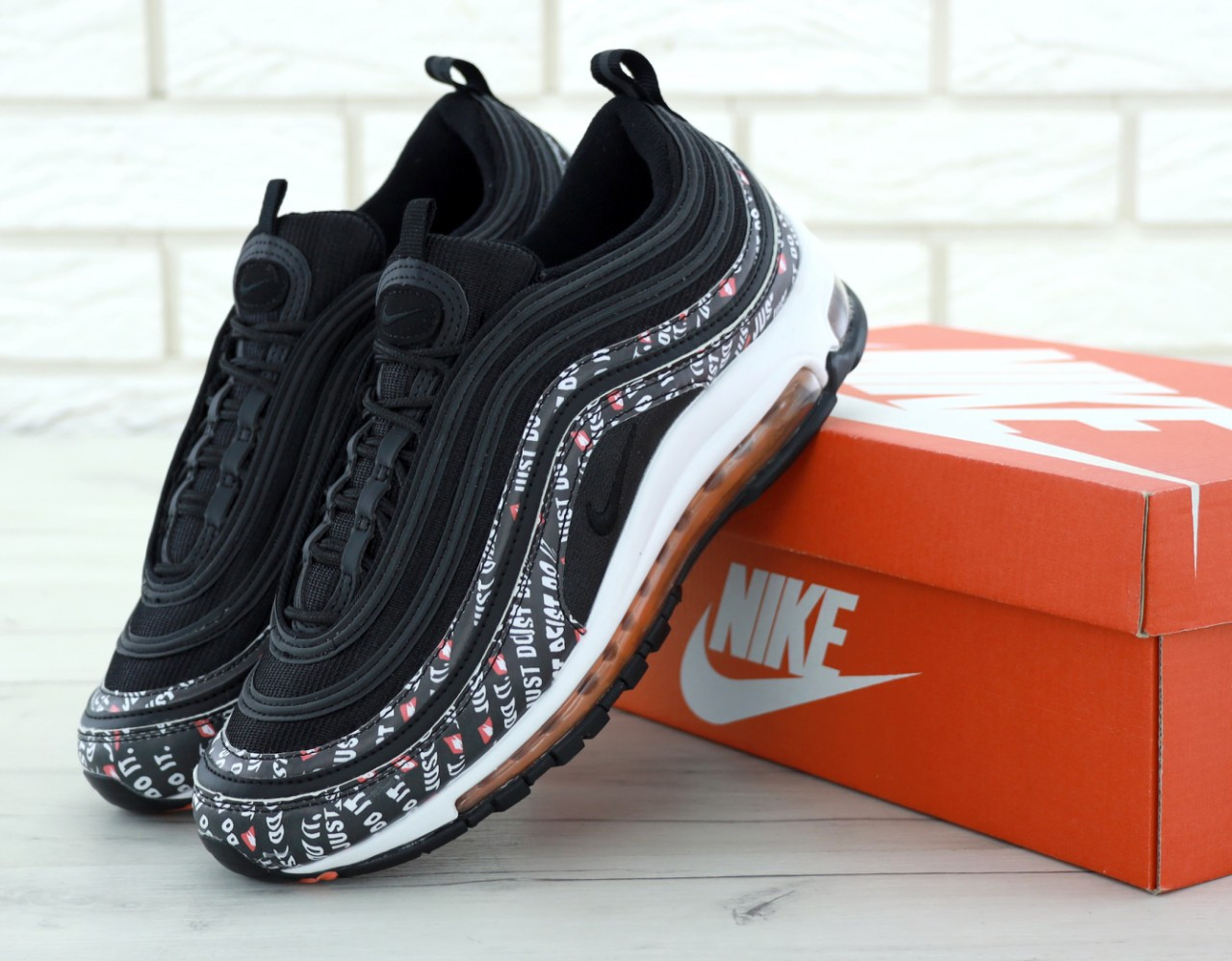 

Кроссовки мужские в стиле Nike Air Max 97 “Just Do It”, натуральная кожа, текстиль код KD-11694. Черные