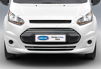 Накладки на передній бампер і решітку (4 шт, нерж) - Ford Connect 2014+ рр.