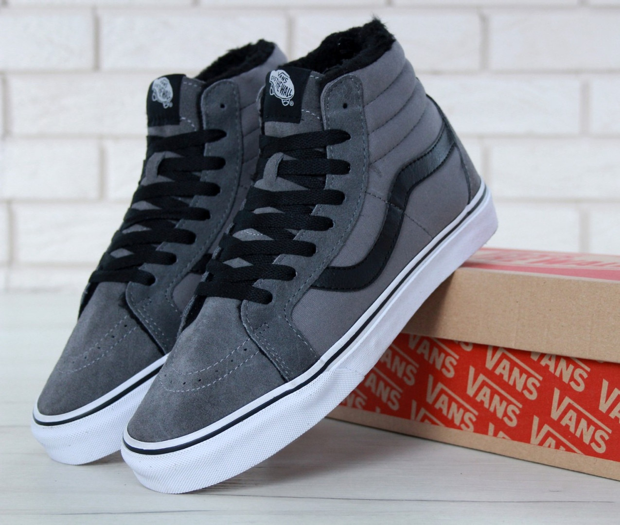 

Vans SK8-High Fur Winter Grey | кеды мужские; вэнс; высокие; зимние; с мехом; серые 8,5 = 26cm, Серый