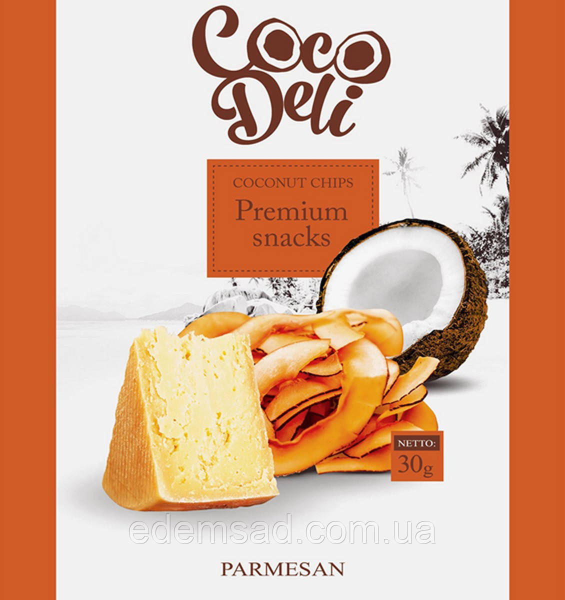 Чипсы кокосовые с сыром пармезан "Coco Deli", 30г
