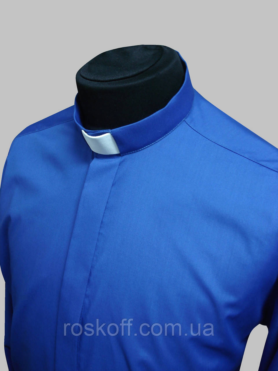 Рубашка для священников синего цвета с коротким рукавом, Синий