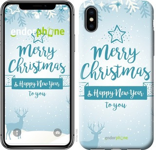 

Чехол на iPhone X Merry Christmas 3 "4113c-1050", Голубой