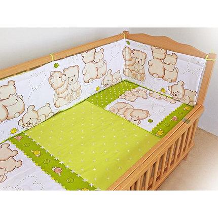 Комплект постельного белья в детскую кроватку Мишки с улиткой зеленый 