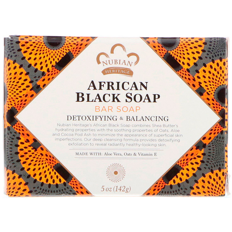 

Африканское черное мыло Nubian Heritage "African Black Soap" кусковое, детокс и уход (142 г)