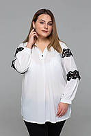 Нарядная блуза с кружевом большого размера 54-60 белая, фото 1