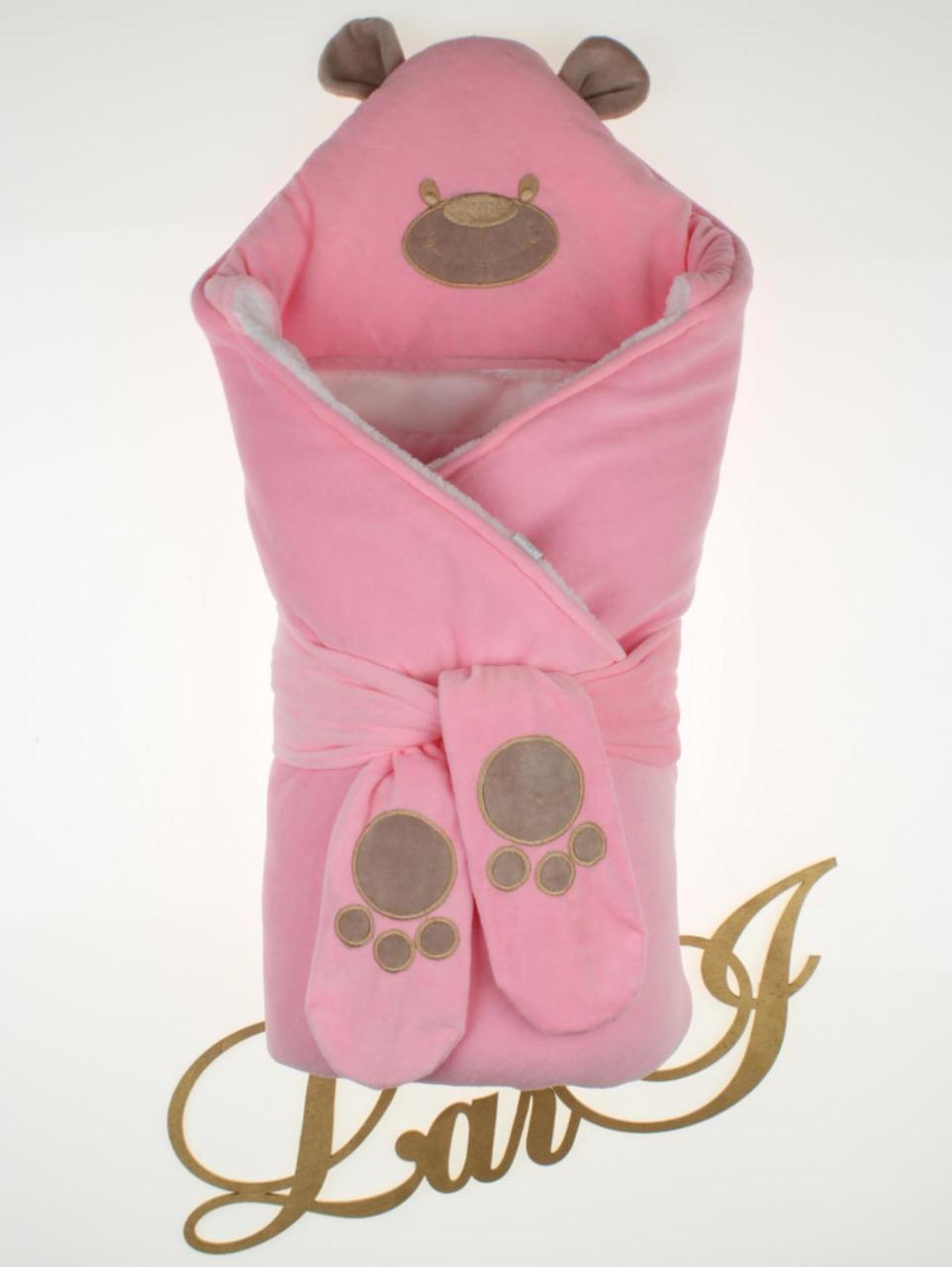 Конверт-ковдра на виписку "Панда" рожевий, зима