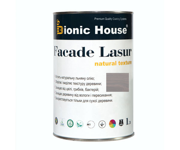 

Краска для дерева FACADE LASUR Bionic-House 1л Пепел А117