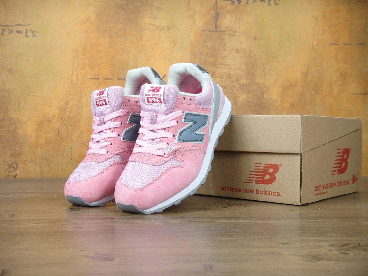 

Кроссовки женские в стиле New Balance 996, замша, тестиль код KD-11199. Розовые 38