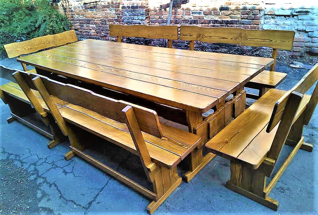Комплект мебель деревянная 2500*800 для кафе, дачи от производителяНет в наличии