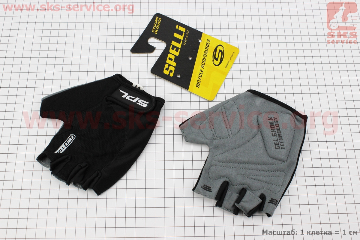 Перчатки без пальцев M-черные, с гелевыми вставками под ладонь SBG-145Нет в наличии
