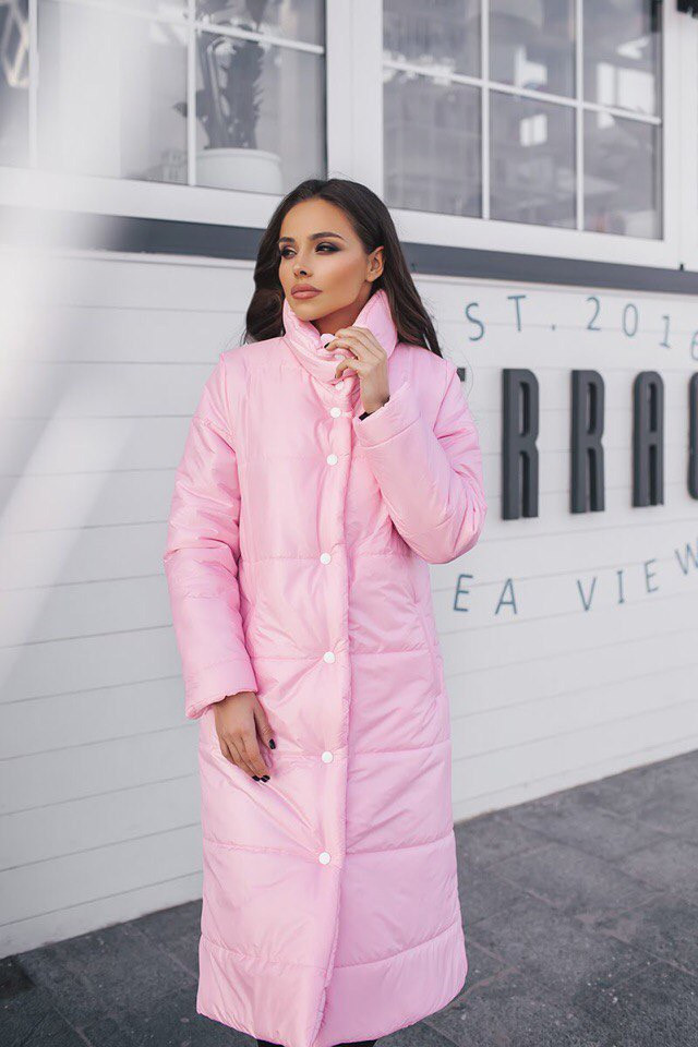 Женская длинная куртка(цвет Розовый) 5071-2 S,L