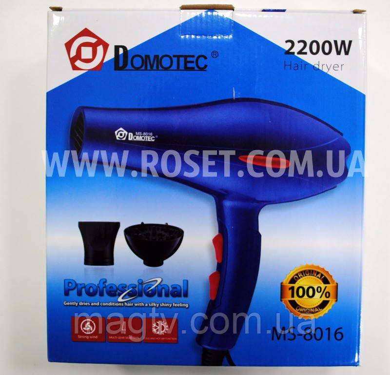 

Бытовой фен для сушки волос - Domotec Hair Dryer MS-8016 2200W