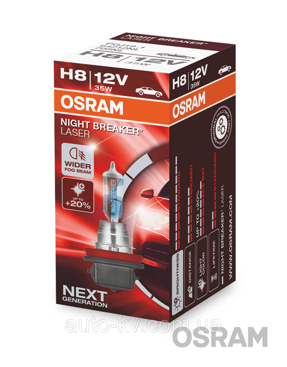 

Лампа галогенная H8 Osram 64212 NL (+150%) 12V 35W