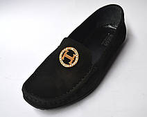 Мокасини нубук жіноче взуття великих розмірів Ornella BS Black Vel by Rosso Avangard колір чорний 