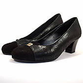 Туфлі човник великий розмір жіноче взуття Pyra Gold BS Black Lether Scales by Rosso Avangard шкіряні