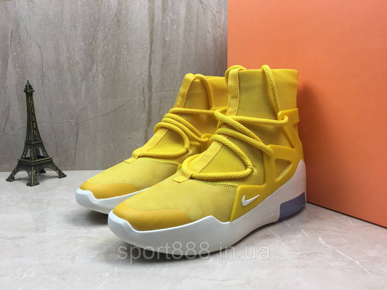 

NIKE x Fear Of God 1 FOG +Air ZOOM Yellow желтые мужские кроссовки, Желтый