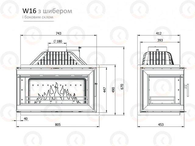 

Каминная топка KAWMET W 16 с левым боковым стеклом