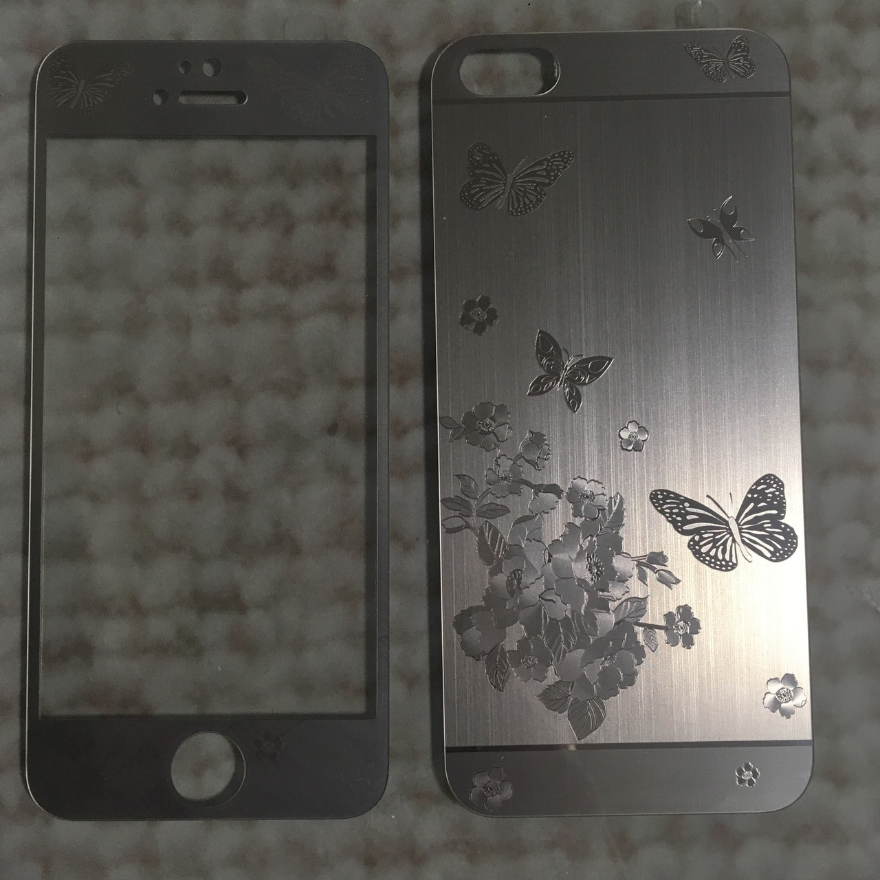 Стекло защитное на iPhone 5, iPhone 5S, iPhone 5с, iPhone SE  Серебро 