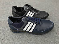 Мужские кожаные синие и черные кроссовки Big Boss больших размеров Adidas 46,47,48,49,50