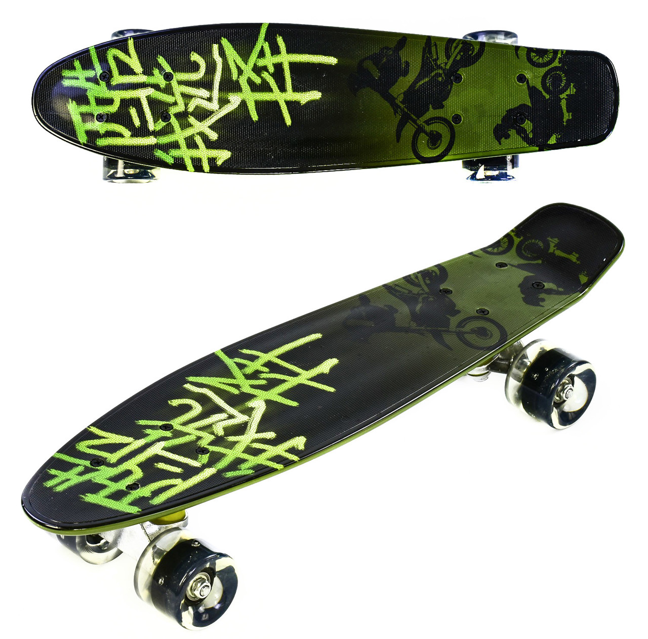 Пенни борд Print Graffiti! Колеса мягкие! Скейт, Penny Board.  Темно-зеленый, цена 499 грн. - Prom.ua (ID#886801461)