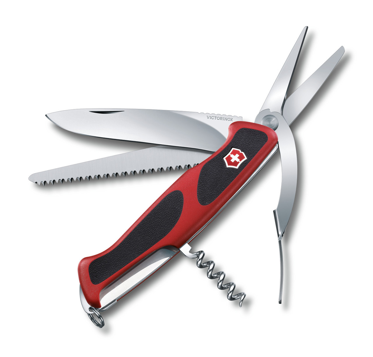 

Нож раскладной Victorinox Delemont "RangerGrip 71 Gardener" / Швейцарский нож на 7 функций, Красно - черный