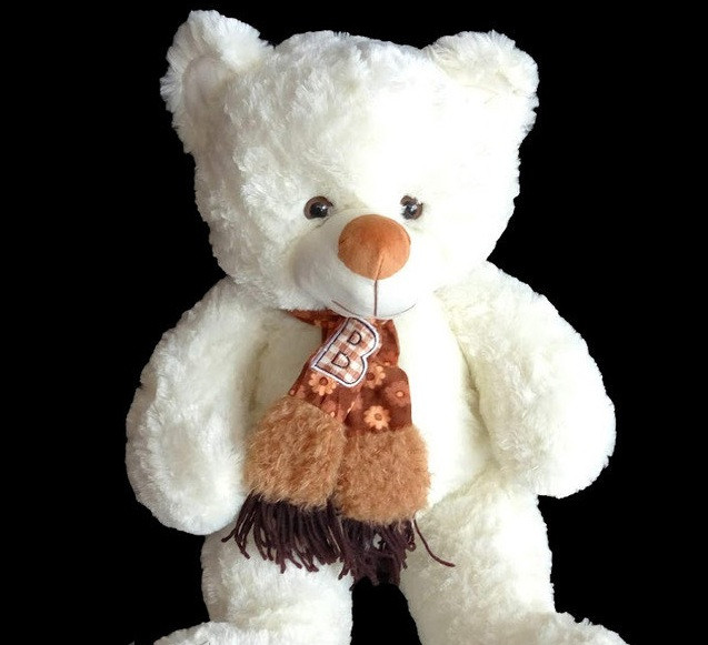 На подарок плюшевый Мишка 58 см в шарфе игрушка мягкая с качественных материалов