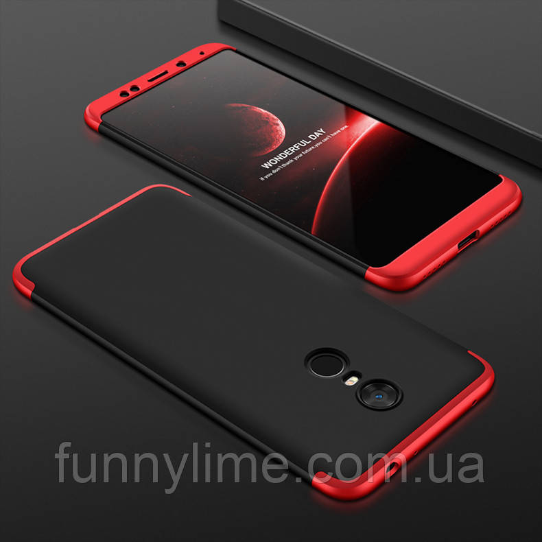 

Чехол GKK 360 для Xiaomi Redmi 5 (5.7") бампер оригинальный Black-Red, Черный + красный