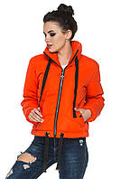 Демисезонная женская куртка с воротником стойка 52-54 батал оранжевая, фото 1
