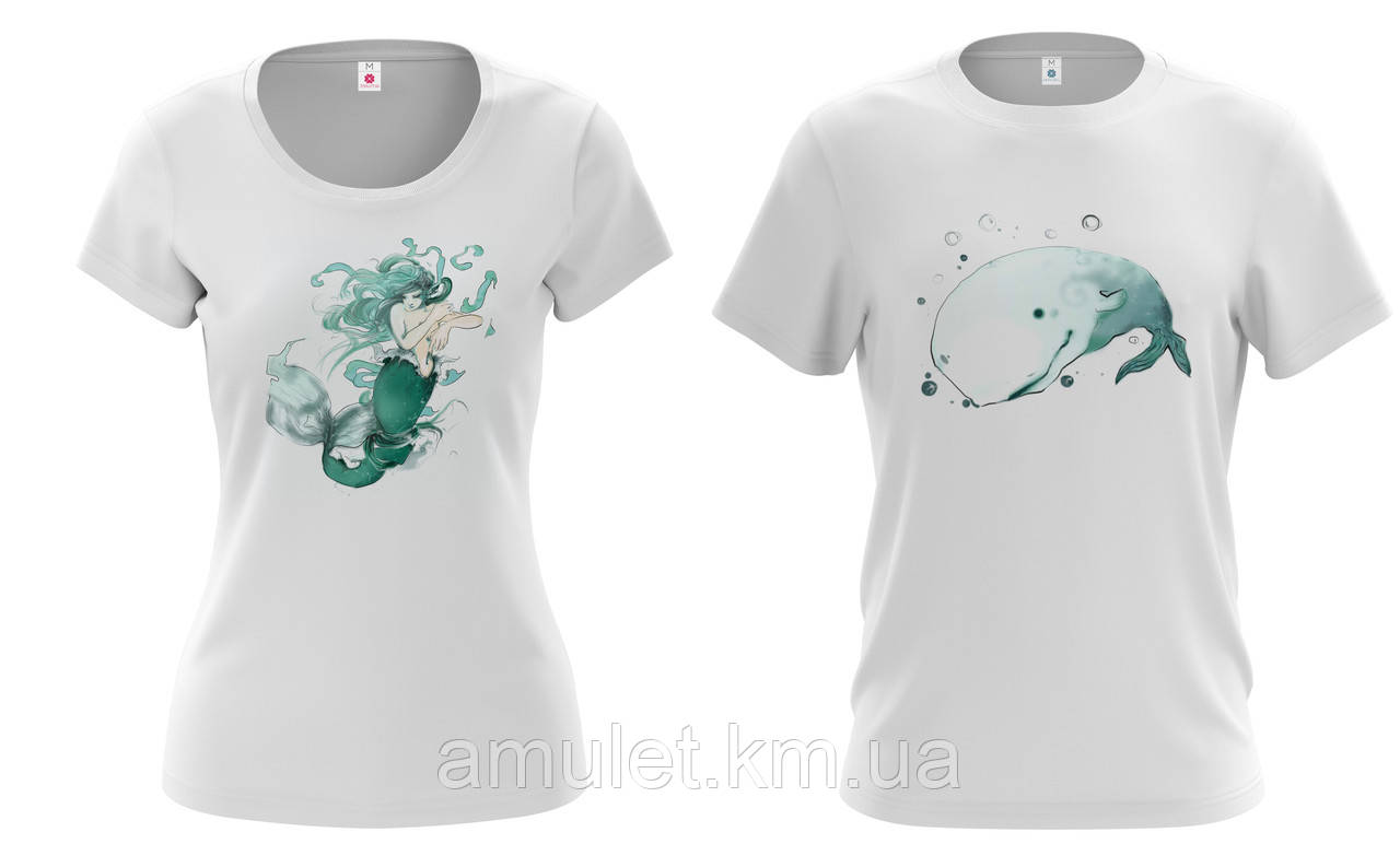 Парные футболки "Русалка и кит"
