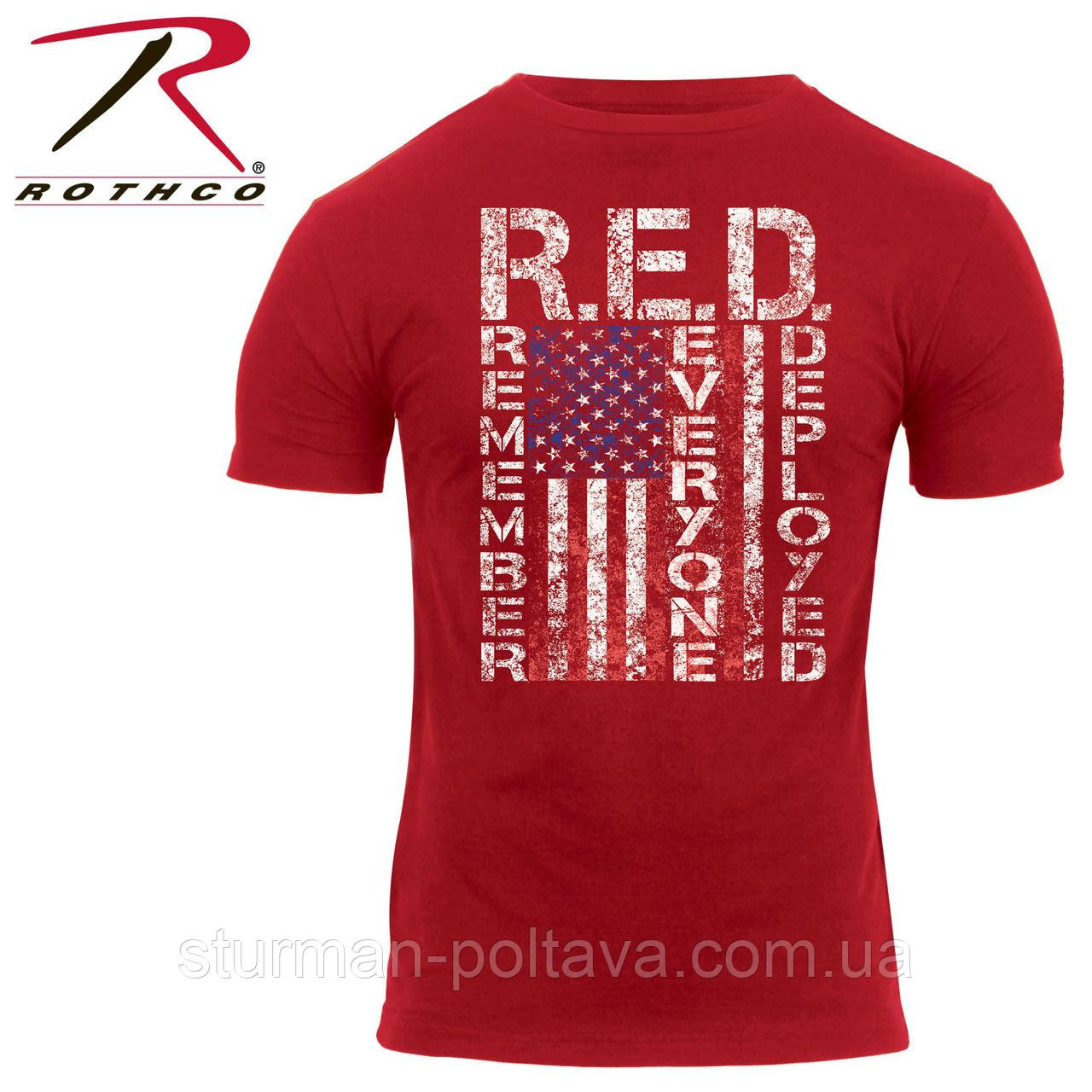 

Футболка патриотическая красная с флагом США Athletic Fit R.E.D. Rothco США L