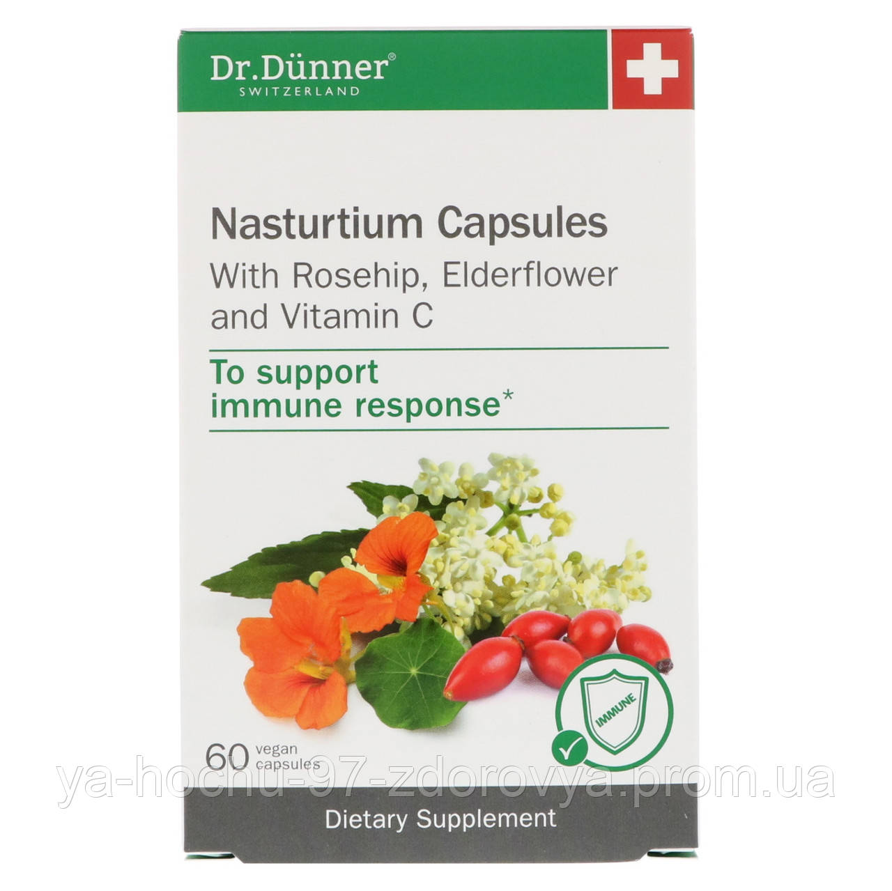 

Dr. Dunner, USA, Nasturtium Capsules, With Rosehip, Elderflower and Vitamin C, 60 Vegan Capsules