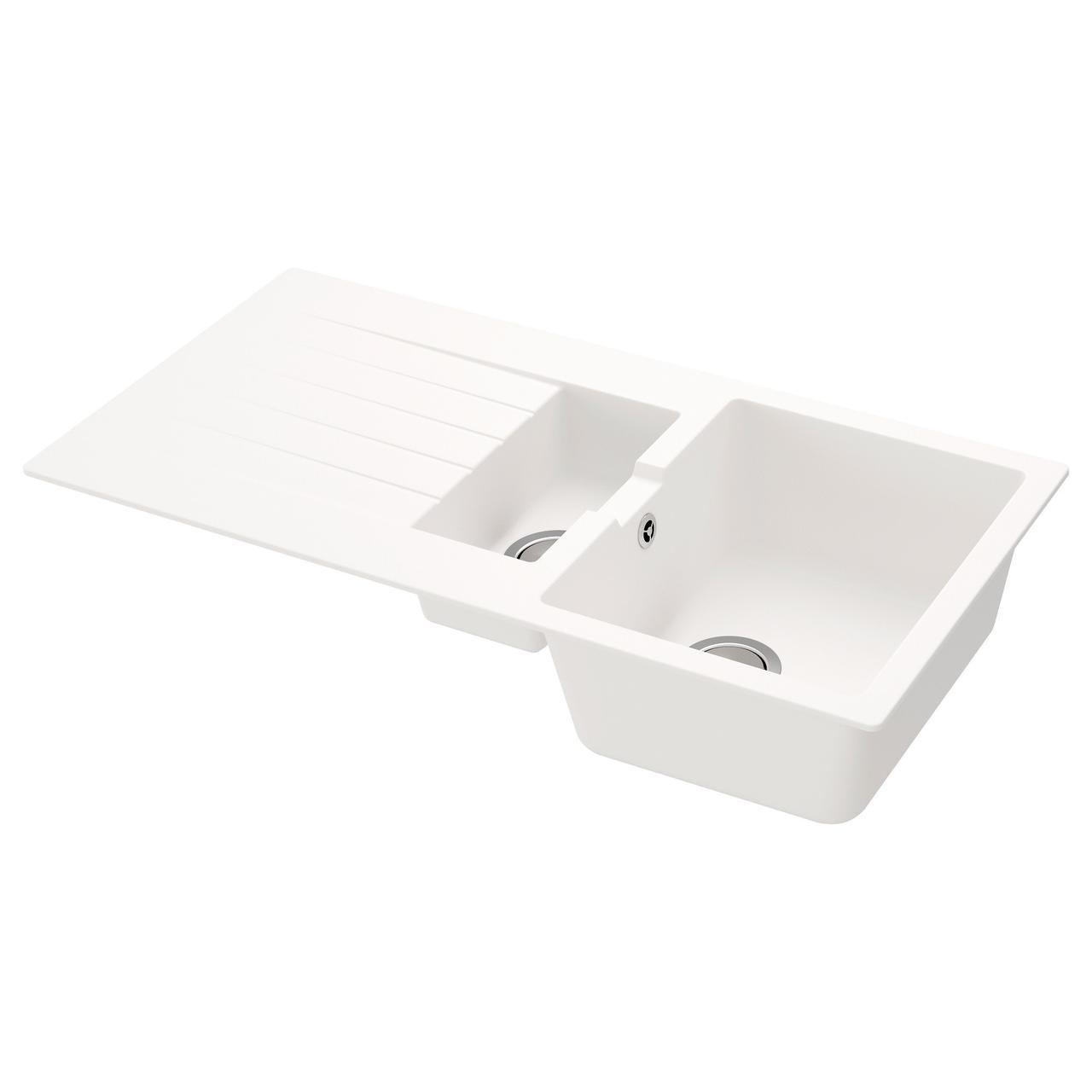 

IKEA HALLVIKEN (591.581.97) Мойка, 1½ микрометра сухого, белого, кварцевого композита