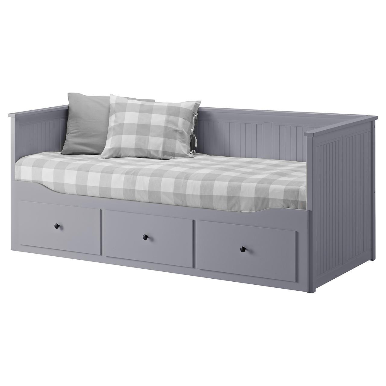 

IKEA HEMNES (592.116.18) Кушетка с 2 матрасами/2 ящиками, серый