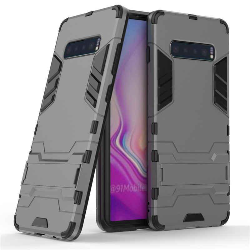 

PC + TPU чехол Metal armor для Samsung Galaxy S10 Plus (6 цветов) светло-серый