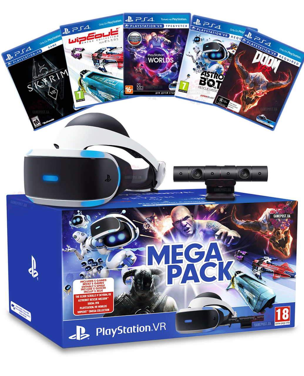 PlayStation VR Mega Pack (шлем+камера+5 игр)