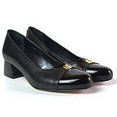 Туфлі човник великий розмір жіноче взуття Pyra V Gold BS Black Lether by Rosso Avangard шкіряні чорні